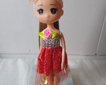 Fashion Doll Keychain Bookbag Zipper Pull Girl Pink Dress Curly Hair Pin... - £7.77 GBP