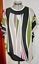 VINTAGE JOSEPH RIBKOFF HEAVY CREPE ASSYMETRICAL LAYERED BLOUSE-“V”SHAPED... - $38.61