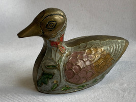 Vtg Brass Enamel Figural Duck Mallard Resting Decoy Figure Paperweight F... - £23.67 GBP