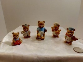 Set of 5 Vintage Miniature Homco Bear Figurines - £14.01 GBP