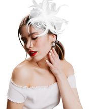 Kidukso Derby Hat Vintage Fascinator Headband Clip White - $10.84 CAD