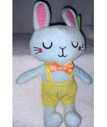 Plush Mini Light Blue Boy Bunny with a orange bowtie 11&quot; NWT - $164.32 MXN
