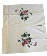 2 Rose W/ Pink embroidered Scallop cuff Stevens Queen pillow Cases 34x19... - £15.73 GBP