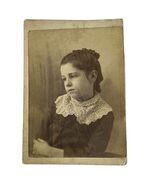 Vintage Cabinet Photo Young Girl Lace Collar Portrait Antique 1800s Orig... - $11.40