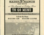 Saddle Ranch Chop House Menu Kansas City Kansas - £22.10 GBP