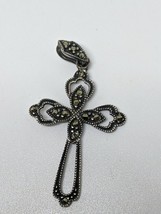 Vintage Sterling Silver 925 Marcasite Pendant - $14.99