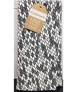 Set of 2 Printed Kitchen Towels (16&quot;x28&quot;) GRAY &amp; WHITE DESIGN, Cuisinart... - £11.86 GBP