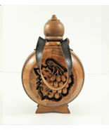 Vintage Hand Carved Wood Wine Flask Decanter Water Canteen Bulgaria Folk... - £29.09 GBP