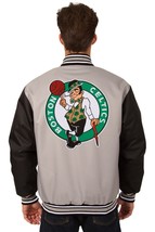 NBA Boston Celtics Jackets Poly Twill Jacket Patch Logos  JH Design Gray Black - £109.70 GBP