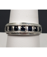 Vintage Designer CNA 7 Deep Blue Sapphire Sterling Silver Ring - Size 9 - $112.67 CAD