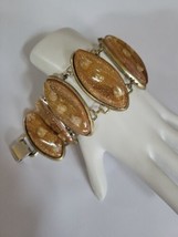 Lucite Snail Shell Bracelet Large Panels 1950s Mid-Century Bold Glitter Vintage - £38.18 GBP