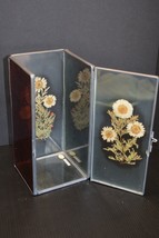 VTG International Silver Co. Stained Glass Hinged Door Floral Candle Holder Box - £16.72 GBP