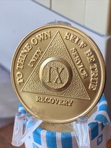 9 Year AA Medallion Gold Plated Sobriety Chip - $12.99