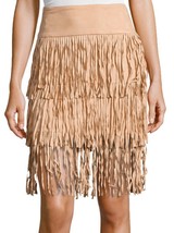 $138 Romeo &amp; Juliet Cowgirl Skirt Small 2 4 Tan Country Cool Fringe Faux... - $31.88