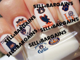 40 Auburn Tigers University LOGOS》10 Different Designs》 Nail Art Decals - £14.69 GBP