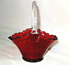 Fenton Art Glass Ruby Diamond Oval Basket New Box 8637RU Scott Fenton Si... - $85.00