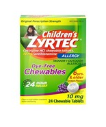 Zyrtec Children&#39;s Dye-Free Chewables *08/2025* for 24 Hour Allergy Relie... - $18.22 CAD