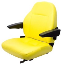 John Deere Yellow Vinyl Seat with Armrests For 5083E 5093 6110 6120 6200 6210etc - £279.71 GBP