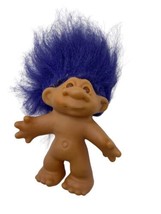 Vintage 1986 DAM Troll Doll Purple Hair Brown Amber Eyes D.A.M Toy - £10.95 GBP