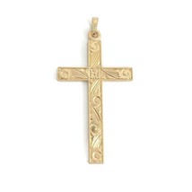 Authenticity Guarantee 
Vintage Etched Textured Cross Necklace Pendant 1... - £634.69 GBP