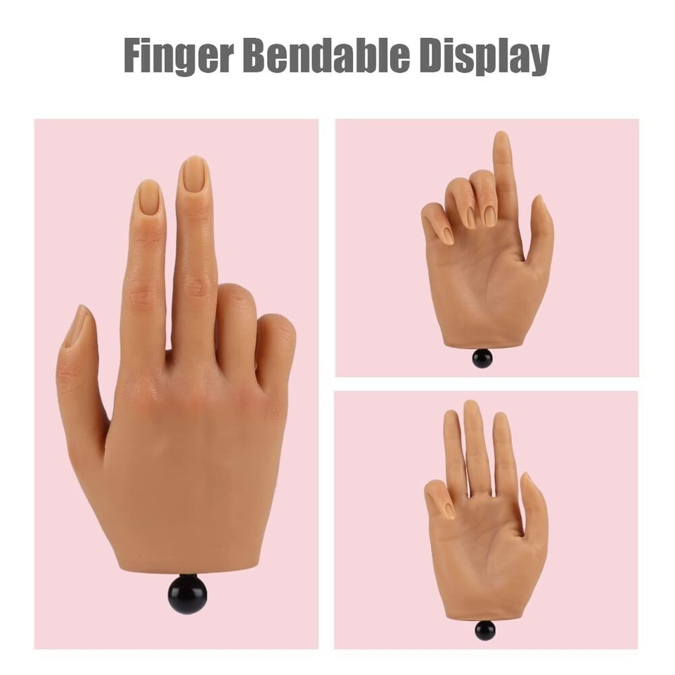 Realistic Silicone Practice Hand for Acrylic Nails with Stand - Bendable Fingers Item image 4