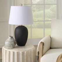 Nourison 23&quot; Black Vintage Distressed Ceramic Pot Table Lamp for Bedroom - $83.85