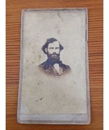 Antique Sepia Dark Hair Bearded Handsome Man Bow Tie Portrait Cabinet Ph... - £94.80 GBP