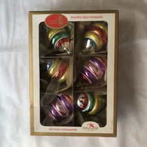 Kurt Adler Christmas ornaments glass box of 6 multicolor - £21.54 GBP