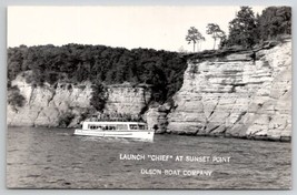 Wisconsin Dells Launch &quot;Chief&quot; at Sunset Point Olson Boat Co Photo Postc... - $9.95