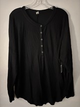 Old Navy Blouse Womens Large Black NWT Half Button Long Sleeve Shirt Kni... - $327.49 MXN