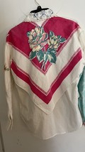 Vintage Tablecloth Handmade Jacket Floral Cottage Kas Designs Retro 50s 60s Rare - £36.03 GBP