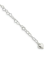Silver Anklet Ankle Bracelet 9&quot;-10&quot; extender Italian 925 Sterling Silver... - £7.73 GBP