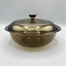 Pyrex 2 Liter Amber Glass #024 Round Casserole Baking Dish &amp; Pyrex Lid 6... - £19.37 GBP