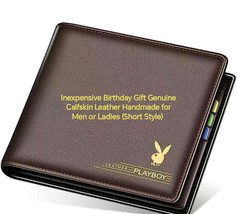 Inexpensive Birthday Gift Genuine Calfskin Leather Handmade Wallet, Unisex  - $932.78 MXN