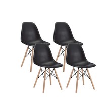 Modern Mid-Century Shell Lounge Plastic Dsw Natural Wooden Legs For Kitchen, Din - £155.67 GBP