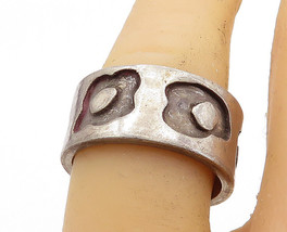 925 Sterling Silver - Vintage Oxidized Pattern Round Band Ring Sz 7.5 - RG7104 - £33.32 GBP