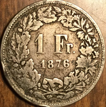 1876 SWITZERLAND HELVETIA 1 FRANC COIN - £11.45 GBP