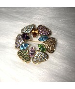 Vintage Monet Circle Of Hearts Pin Brooch Multi Color Stones Crystals - £23.31 GBP