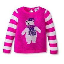 Kobe Kids Girl&#39;s Toddler Polar Bear Winter Sparkle Sweater PINK  Size 3t - £10.00 GBP