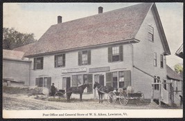 Lewiston, Vermont Color Postcard 1910 - Post Office &amp; W.S. Aiken General Store - $12.25