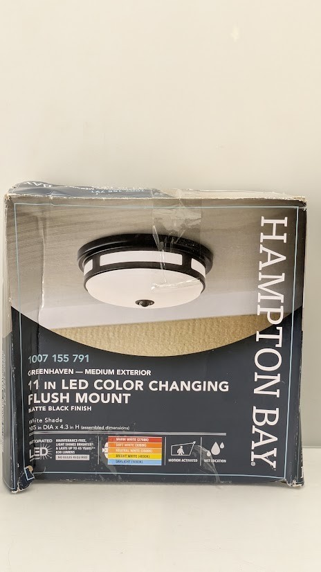 Hampton Bay Greenhaven 11 in. Black Outdoor Motion Sensing LED Ceiling Light Item image 8
