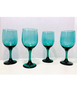 Vintage Libbey Blown Glass Juniper Green Teardrop Water Wine Goblets Set... - €26,19 EUR