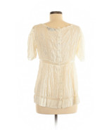 BCBGMAXAZRIA Silk Eyelet Lace Embroidered Cold Shoulder Peasant Blouse - $37.39