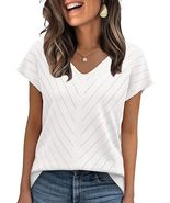 WIHOLL Short Sleeve Sweater for Women V Neck Trendy Summer Tops 2026 Beach