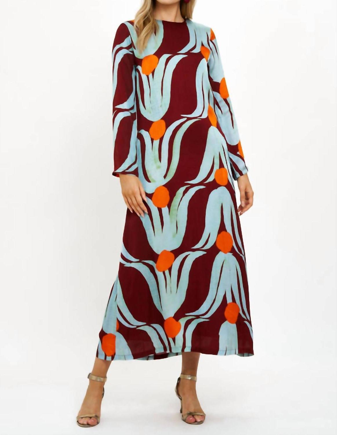 Oliphant Long Sleeve Shift Maxi Dress Tulip Orange - $278.00