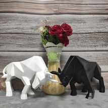 Bull Figurine Home Decor, Bison Sculpture Decor, Abstract Animal Figurine Desks - £24.12 GBP+