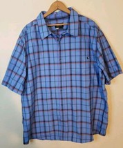 Marmot Mens 2xl Blue Red Plaid Short Sleeve Pocket Casual Button Up Shir... - $20.57
