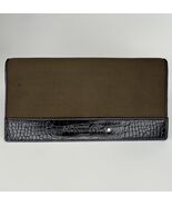 Montblanc Bifold Wallet Green Black Croc Embossed Leather &amp; Fabric - $103.95