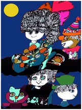 2084.Dolls clown &amp; animals paint 18x24 Poster.Children blue interior roo... - $28.00