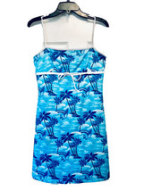 Finesse USA Vintage &#39;90s Womens S Blue White Tropical Print Y2K Mini Tank Dress - £31.41 GBP